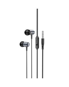 Навушники HOCO M108 Spring metal universal earphones with mic Metal Gray