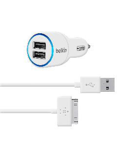 АЗУ Belkin iPhone 3G/4/4S 2.1A+2.1A 2in1 (AЗУ+USB Cable) White
