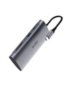 USB-хаб WIWU Adapter Alpha 731HP USB-C to 3xUSB3.0+HDMI+USB-C+SD+TF Card Grey