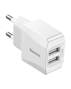 МЗП Baseus USB Wall Charger 2xUSB 2.1A Mini Dual-U White (CCALL-MN02)