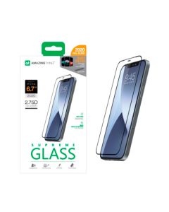 Защитное стекло Amazing Thing Silicone Edge Glass 3D для iPhone 12 Pro Max Black