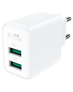 Мережевий зарядний пристрій ACEFAST A33 QC18W (USB-A+USB-A) dual port charger White