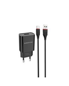 Мережевий зарядний пристрій BOROFONE BA20A Sharp single port charger set(Type-C) 10.5W Black
