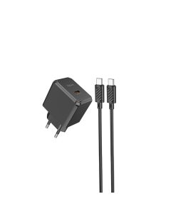 Мережевий зарядний пристрій HOCO CS13A Ocean single port PD20W charger set(Type-C to Type-C) Black