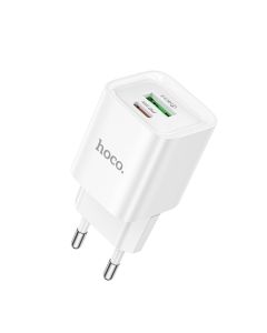 Мережевий зарядний пристрій HOCO C147A Charm PD20W+QC3.0 charger (EU) White