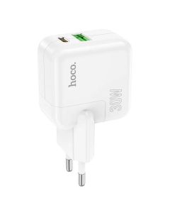 Мережевий зарядний пристрій HOCO C111A Lucky dual-port PD30W+QC3.0 charger White