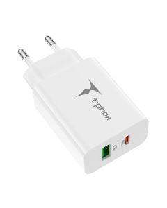 МЗП T-PHOX Speedy 20W 2Ports Type-C+USB Charger White