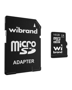 Карта памяти Wibrand 16 GB microSDHC Class 10 UHS-I + SD Adapter WICDHU1/16GB-A