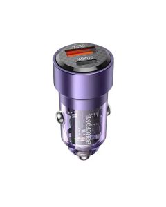 Автомобільний зарядний пристрій BOROFONE BZ20 Smart 38W dual port PD20W+QC3.0 car charger Transparent Purple