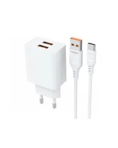 МЗП Denmen DC02T + Type-C Cable 2.1A White