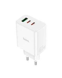 Мережевий зарядний пристрій HOCO C126A Pure power PD40W three-port(2C1A) charger White