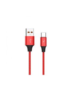 Кабель SkyDolphin S55T Neylon USB to Type-C 2.4A 1m Red (USB-000437)