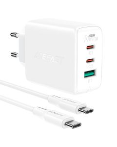 Мережевий зарядний пристрій ACEFAST A13 PD65W(USB-C+USB-C+USB-A) 3-port charger set White