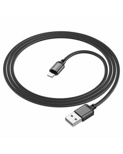 Кабель BOROFONE BX87 USB to iP 2.4A,1m, nylon, aluminum connectors, Black