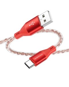 Кабель BOROFONE BX96 Ice crystal silicone charging data cable Type-C Red