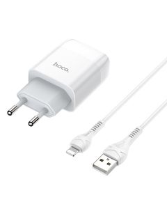 Мережевий зарядний пристрій HOCO C72A Glorious single port charger set (iP) White