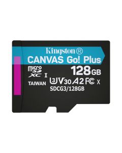 Карта пам'яті microSDXC (UHS-1 U3) Kingston Canvas Go Plus 128Gb class 10 A2 V30 (R170MB/s, W90MB/s) (adapter SD)
