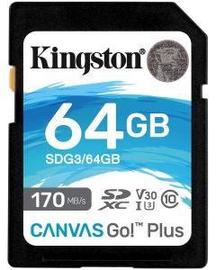 Карта пам'яті SDXC (UHS-1 U3) Kingston Canvas Go Plus 64Gb class 10 V30 (R170MB/s, W70MB/s)