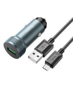 Автомобільний зарядний пристрій HOCO Z49A Level single port QC3.0 18W (Micro) Metal Gray