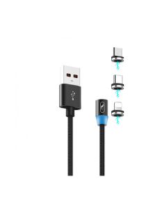 Кабель магнітний SkyDolphin S59KIT Magnetic Lightning/Micro USB/USB Type-C 2.4A 1m Black (USB-000547)