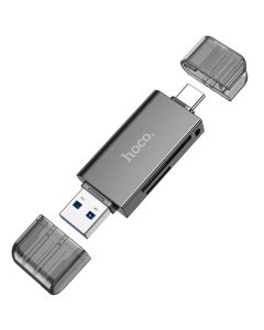 USB-хаб HOCO HB39 USB/Type-C 3.0 high-speed card reader Metal Gray
