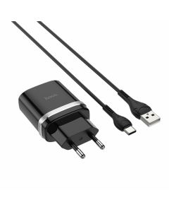 Мережевий зарядний пристрій HOCO C12Q Smart QC3.0 charger set(Type-C) 18W Black