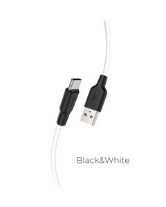 Кабель HOCO X21 Plus USB to Type-C 3A, 1m, silicone, silicone connectors, Black+White