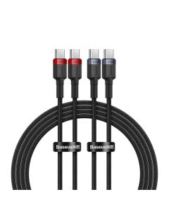 Кабель Baseus Cafule Charging Cable USB-C to USB-C 100W 1m 2pcs Red Black+Grey Black