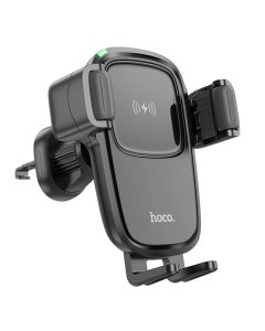 Тримач для мобiльного з БЗП HOCO HW1 Pro wireless fast charge car holder(air outlet) Black