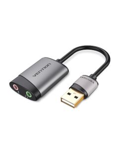 Адаптер Vention USB External Sound Card 0.15M Gray Metal Type (CDKHB)