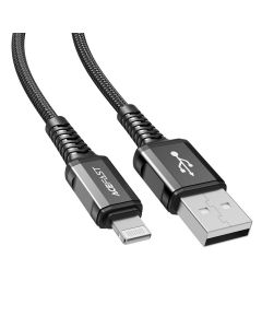 Кабель ACEFAST C1-02 USB to iP 2.4A, 1.2m, nylon, aluminum connectors, Black