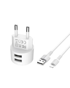 СЗУ Borofone BA23A Brilliant Dual Port + Lightning White (BA23ALW)