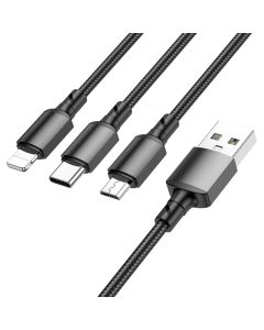 Кабель BOROFONE BX72 3-in-1 charging cable(iP+Type-C+Micro) Black