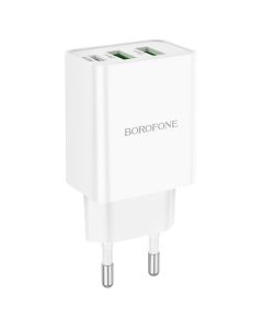 Мережевий зарядний пристрій BOROFONE BA70A Quick three-port PD20W (1C2A) charger White