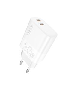 Зарядний пристрій WUW-C193 PD20W+PD20W Charger USB C + USB C white