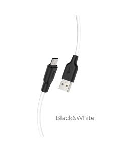Кабель HOCO X21 Plus USB to Micro 2.4A, 1m, silicone, silicone connectors, Black+White