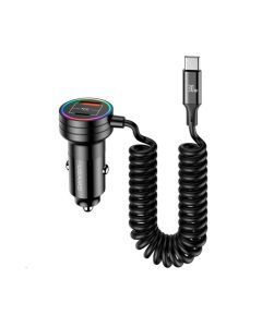 АЗП Usams US-CC167 C33 60W Car Charger With Spring Cable Black