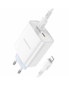 Мережевий зарядний пристрій BOROFONE BA73A Young PD35W dual port(2C) charger set(C to iP) White