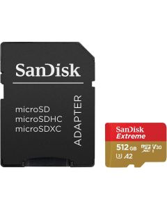 Карта пам'яті microSDXC (UHS-1 U3) SanDisk Extreme A2 512Gb class 10 V30 (R190MB/s,W130MB/s) (adapter SD)