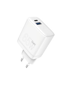 Зарядний пристрій WUW-C175 65W GaN USB A+USB C white