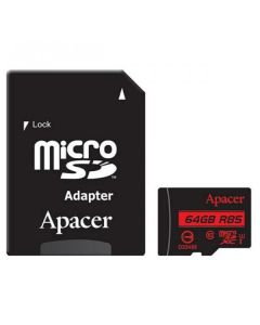 Карта памяти Apacer 64 GB microSDXC Class 10 UHS-I R85 + SD adapter AP64GMCSX10U5-R