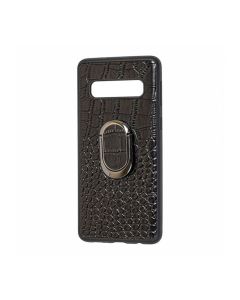 Чехол накладка Genuine Leather Croco для Samsung S10 Plus/G975 Black