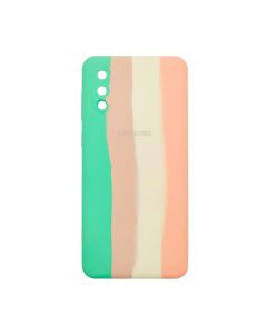 Чохол Silicone Cover Full Rainbow для Samsung A02-2021/A022 Green/Pink with Camera Lens