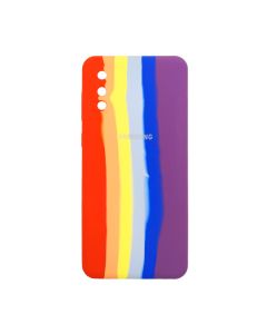Чохол Silicone Cover Full Rainbow для Samsung  A02-2021/A022 Red/Violet with Camera Lens