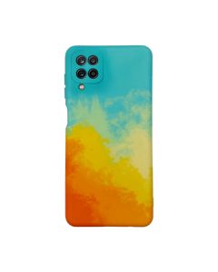 Чехол Silicone Cover Full Brush Stroke для Samsung A12-2021/A125 Orange/Blue