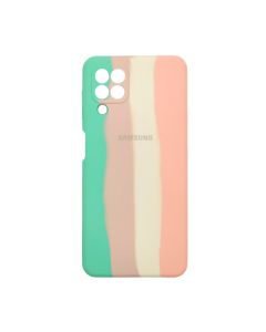 Чехол Silicone Cover Full Rainbow для Samsung A22-2021/M22-2021 Green/Pink with Camera Lens