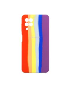 Чехол Silicone Cover Full Rainbow для Samsung A22-2021/M22-2021 Red/Violet with Camera Lens