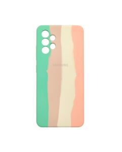 Чохол Silicone Cover Full Rainbow для Samsung A32-2021/A325 Green/Pink with Camera Lens