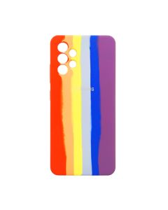 Чехол Silicone Cover Full Rainbow для Samsung A32-2021/A325 Red/Violet with Camera Lens