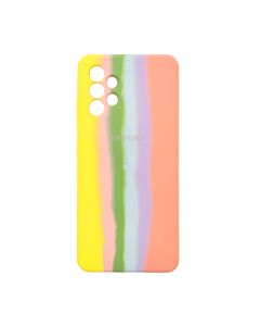 Чохол Silicone Cover Full Rainbow для Samsung A32-2021/A325 Yellow/Pink with Camera Lens